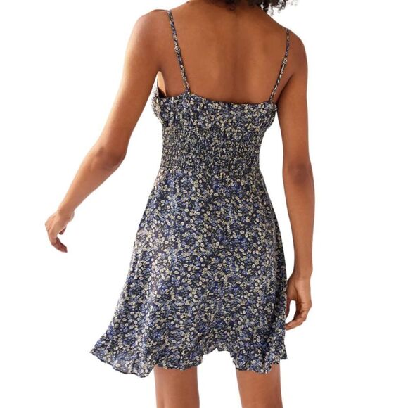 Urban Outfitters Dress Forum Orange White Gingham Smocked Mini Dress - M - Picture 6 of 11